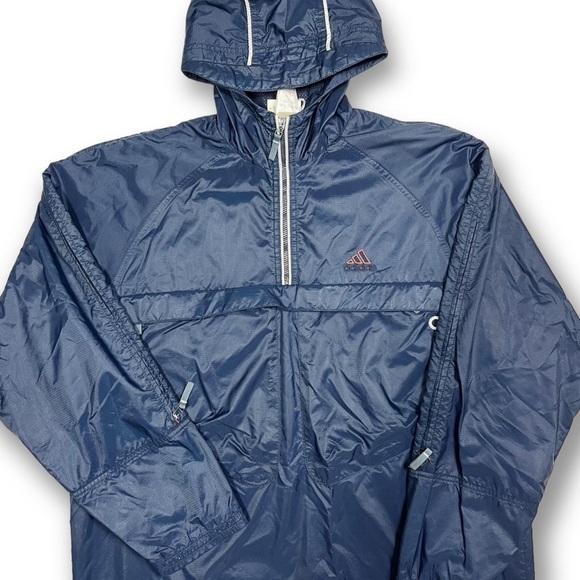 Vintage Adidas Logo Embroidered Navy Waterproof 1/4 Zip Hooded Coat
Size Large - Picture 2 of 4